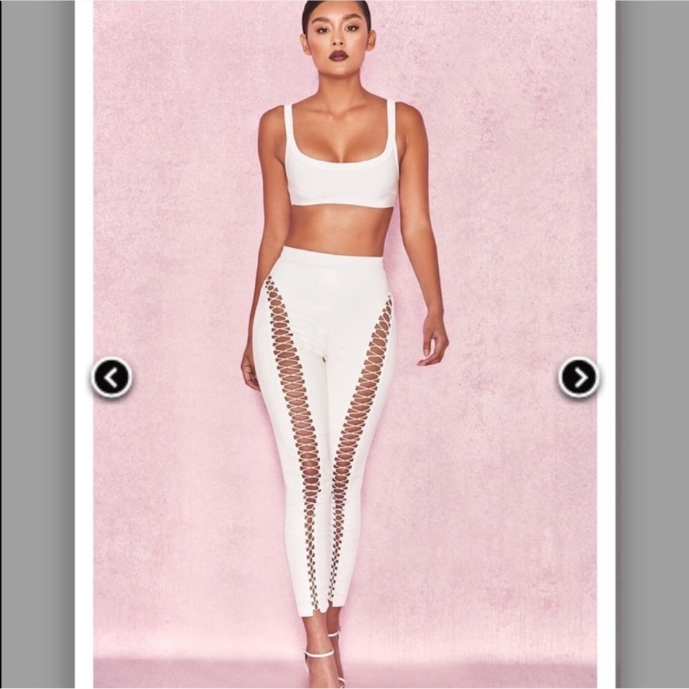 House of CB Vegan Leather white lace up pants size XS, please read description!